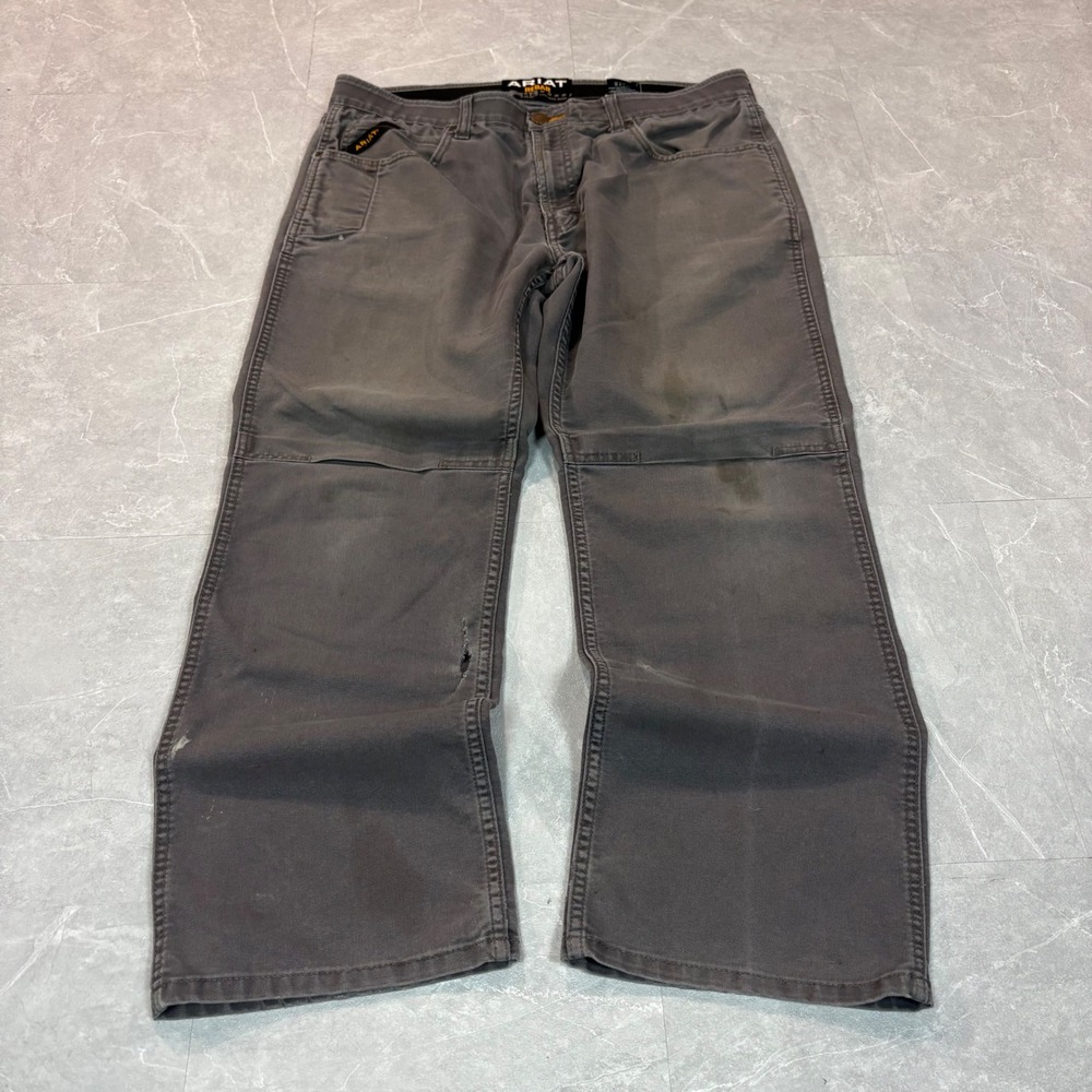 Ariat Rebar M4 Low Rise Boot Gray Canvas Work Pants Mens 36x32 Stretch Durable
